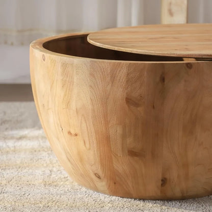 31.50" Vintage Style Bucket Shaped Coffee Table, Drum Coffee Table for Office, Dining Room and Living Room