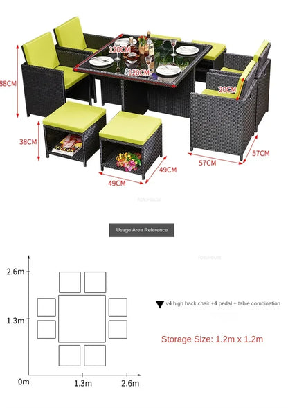 Patio Rattan Furniture Set Modern Open-air Garden Furniture Sets Waterproof and Sun-proof Armchair Leisure Outdoor Table Chairs