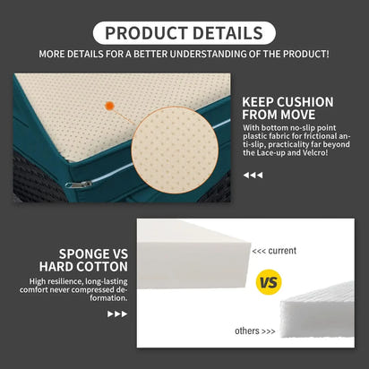 Customizable Patio Furniture Set 6 Pieces Couch Outdoor Chairs Coffee Table Peacock Blue Anti-Slip Cushions and Waterproof Cover