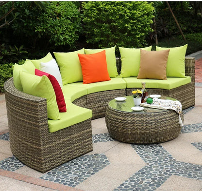 Combination leisure villa, semi-circular rattan sofa outdoor hotel curved living room sofa