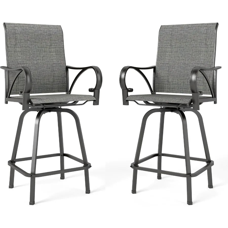 Outdoor Bar Stools Set of 2 with Swivel Function for Patio and Garden Tall High Top Bar Chairs with 300 lbs Weight Capacity Dur