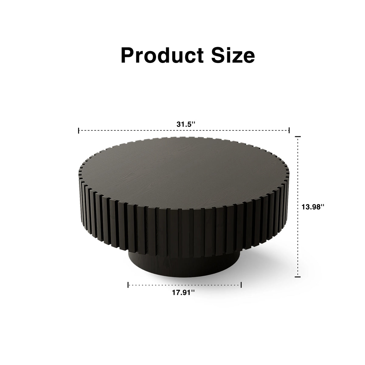 Hot Sale Modern Black Round Table 3D Vertical Grain Coffee Table Set Black Wood Center Table for Home Furniture
