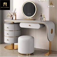 Custom Light Luxury Bedroom Furniture High Quality Wooden Dressing Table Set Smart LED Makeup Mirror Vanity Table with Drawers