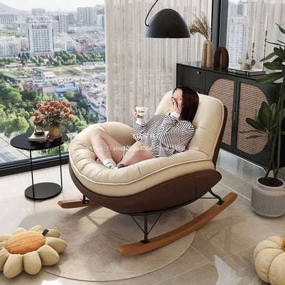 Lazy Sofa Rocking Chair Bedroom Lounge Chair Carefree Adult Living Room Single Balcony Leisure Rocking Chair Recliner Chairs