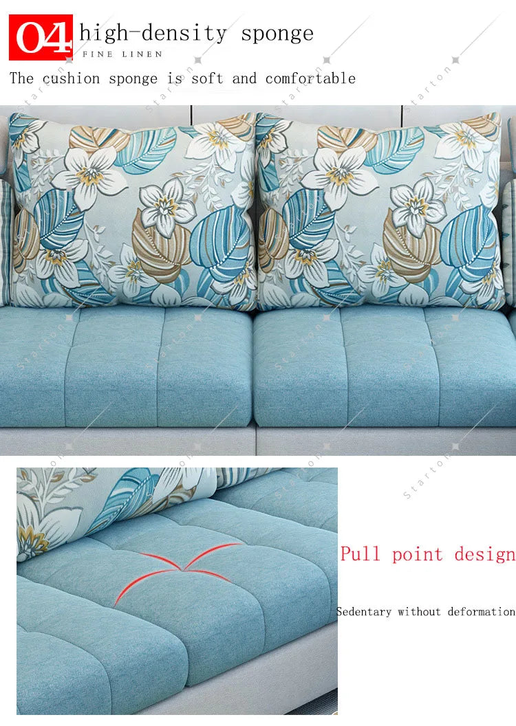 Room Fabric Sofa Modern Minimalist Home Corner Sofa Furniture Combination Nordic Solid Frame Fabric Sofa