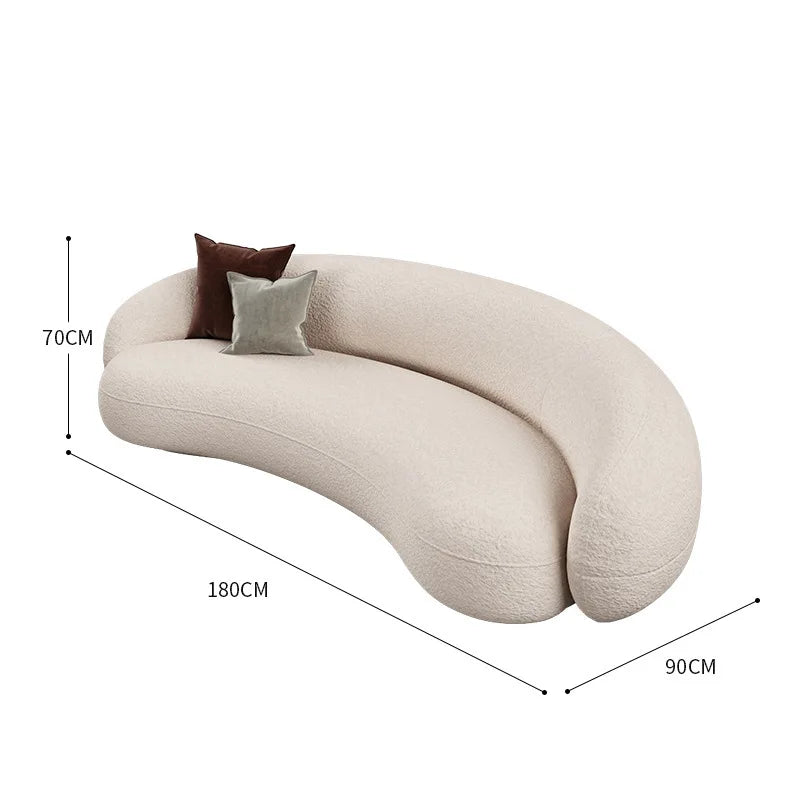 Internet celebrity lamb wool coffee table combination hotel lobby lounge multi-person curved fabric sofa