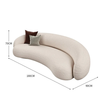 Internet celebrity lamb wool coffee table combination hotel lobby lounge multi-person curved fabric sofa