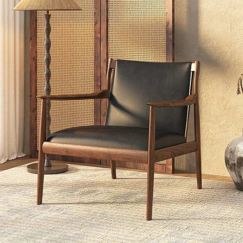 Solid wood medieval single sofa chair designer retro sofa hotel bed and breakfast living room balcony casual armrest chair