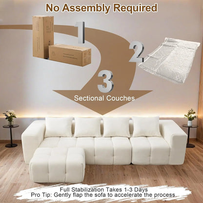 U-Shaped Sectional Sofa, Convertible Modular Couch with Double Chaise, 4-Seater Living Room Furniture, Black