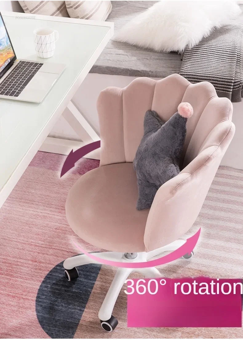 Rotatable Velvet Office Chair for Company Modern Soft Backrest Chair with Wheels Simple Creative Office Chairs for E-sports Room