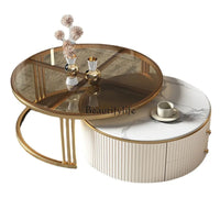 Light luxury rock slab size round coffee table combination modern simple small apartment