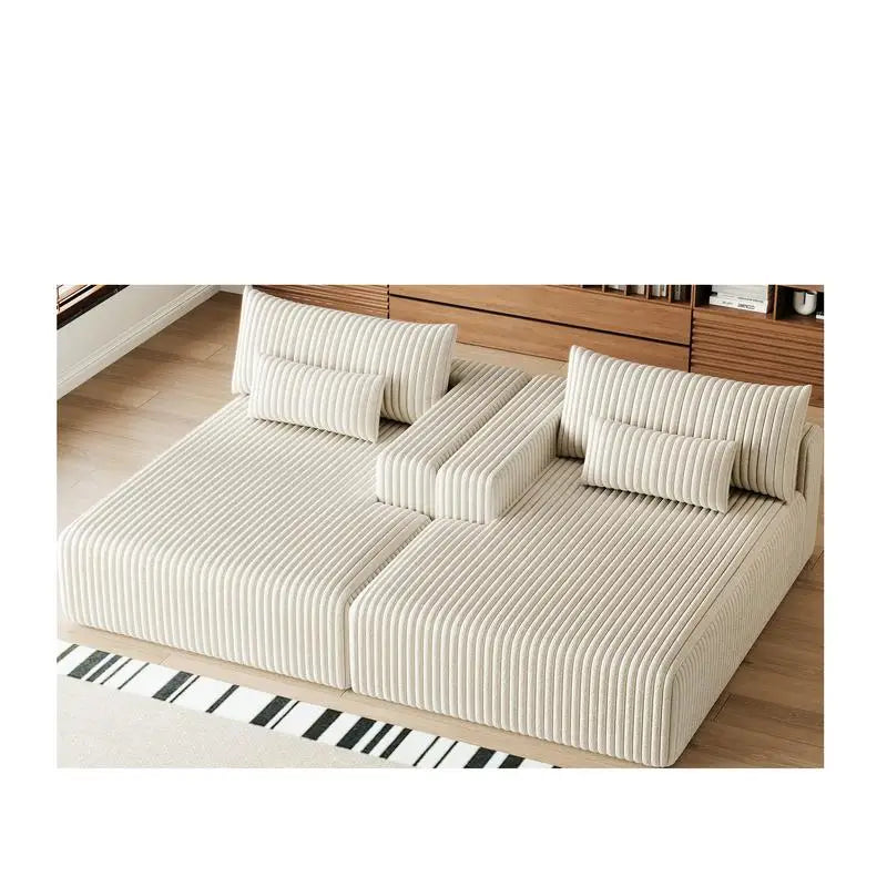 Vacuum Compressed Comfy Corduroy Fluffy Sofa Set Furniture Living Room Modular Couch Modern L Shape Sectional Sofa