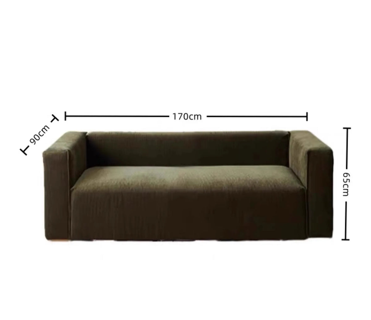 Retro corduroy tofu sofa straight row small apartment living room corner combination fabric small sofa