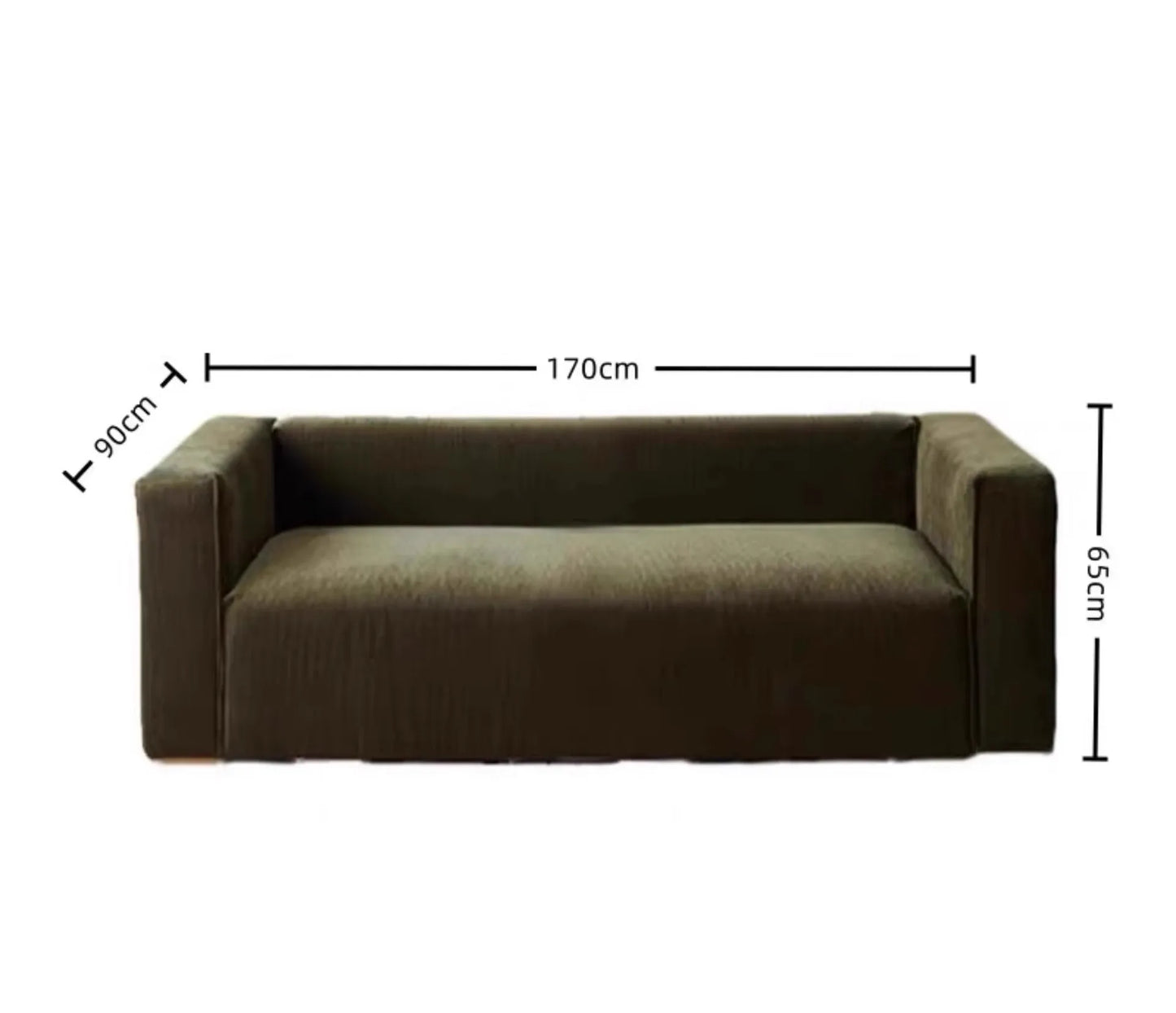 Retro corduroy tofu sofa straight row small apartment living room corner combination fabric small sofa
