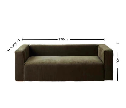 Retro corduroy tofu sofa straight row small apartment living room corner combination fabric small sofa