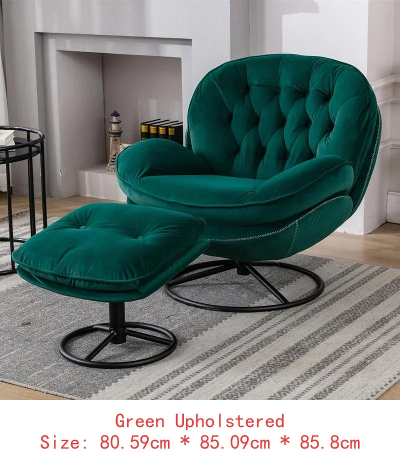 Green Accent Chair with Ottoman for Living Room and TV Viewing