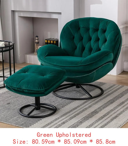 Green Accent Chair with Ottoman for Living Room and TV Viewing