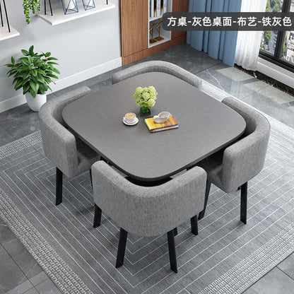 Simple Square Negotiation Table Set, Small Round Table for Shop or Reception, Rest Area Furniture, Space-saving and Elegant
