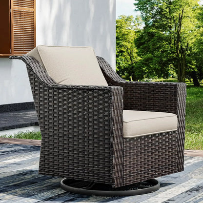 3-Piece Outdoor Patio Set with PE Rattan Sofa, Removable Cushions & Tempered Glass Table for Garden, Balcony