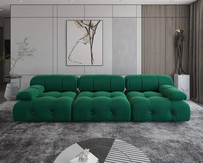 Nordic Sofa 138" Convertible Modular Sectional Couch, U-Shaped Minimalist Velvet , Mid-Century Modern Comfy