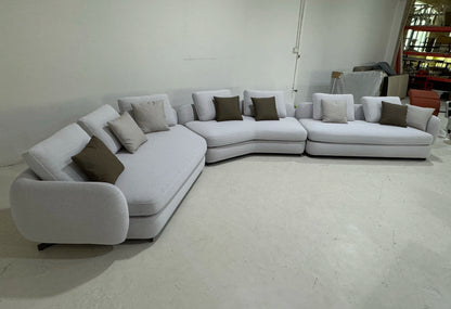 Modern Space Saving Living Room Couch Linen Fabric Sectional Corner Sofa