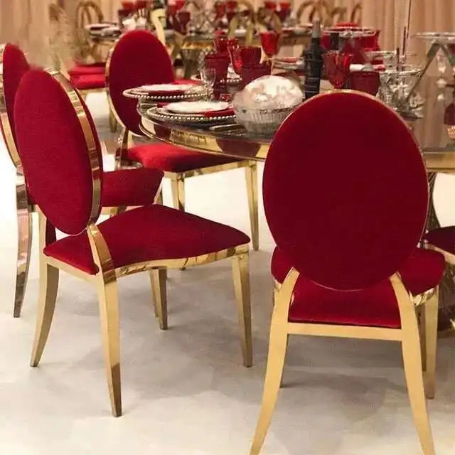 Luxury stainless steel dining chairs, modern home furniture, simple metal back chairs, kitchen fabric dining chairs