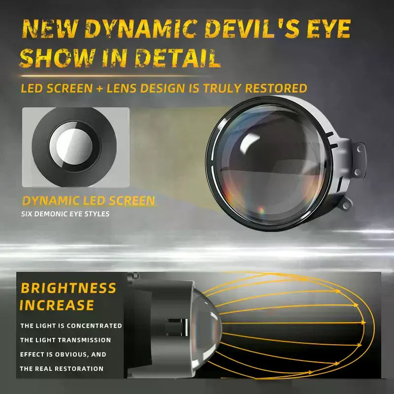 Car Devil Eye LED Headlight 6 Low Light Modes Control The Atmosphere In The Car Universal Motorcycle Lens Headlight