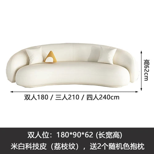 Arc-shaped sofa, small unit, internet celebrity, light luxury homestay villa, designer, lamb plush leather art sofa