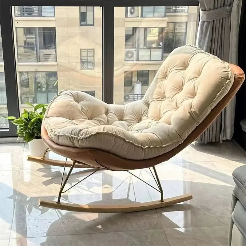 Elegant Nordic Rocking Chair for Living Room Single Penguin Chair Cozy Lazy Sofa Stylish Lounge Chair for Balcony and Patio