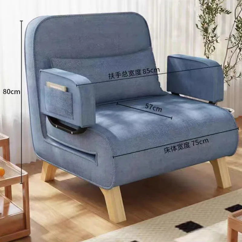 Dual-use, living room, small apartment, single, double, multi-person, solid wood legs, sofa, lazy, foldable, multi-functional