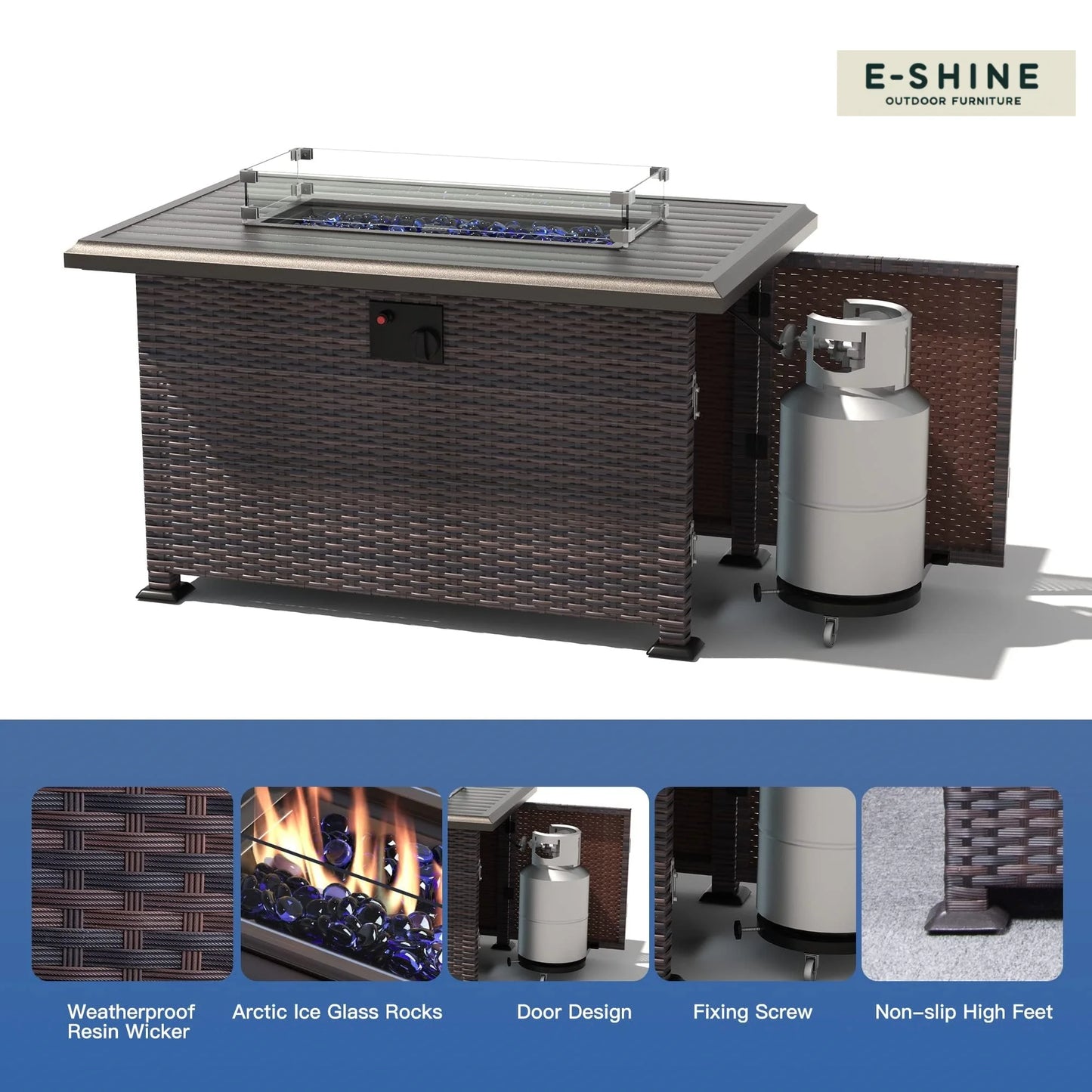 Modern Patio Rattan Sofa Set PE Wicker Sectional Sofa Set High Quality Rattan Outdoor Furniture Set with Fire Pit