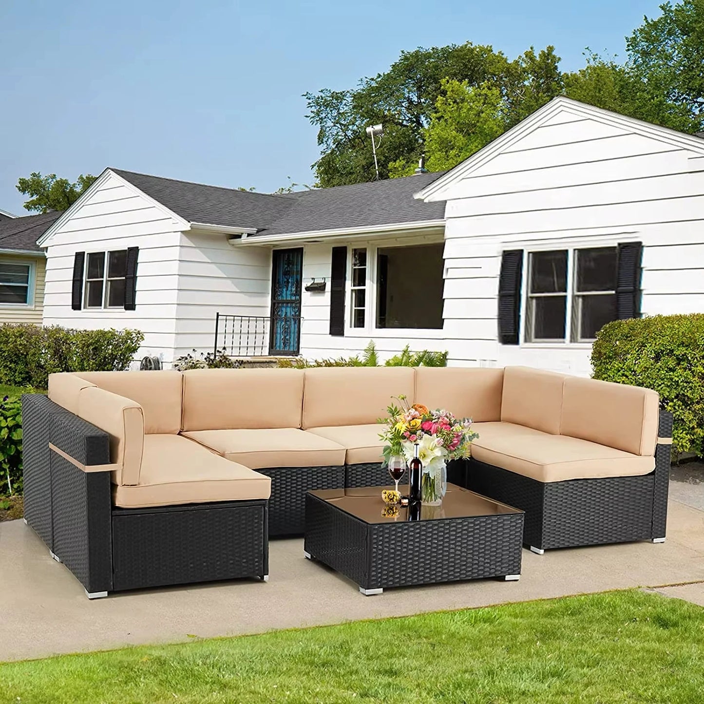 High Quality Sofa Garden Set Rattan Furniture Section Outdoor Woven Rattan Sofa Setpromote sales