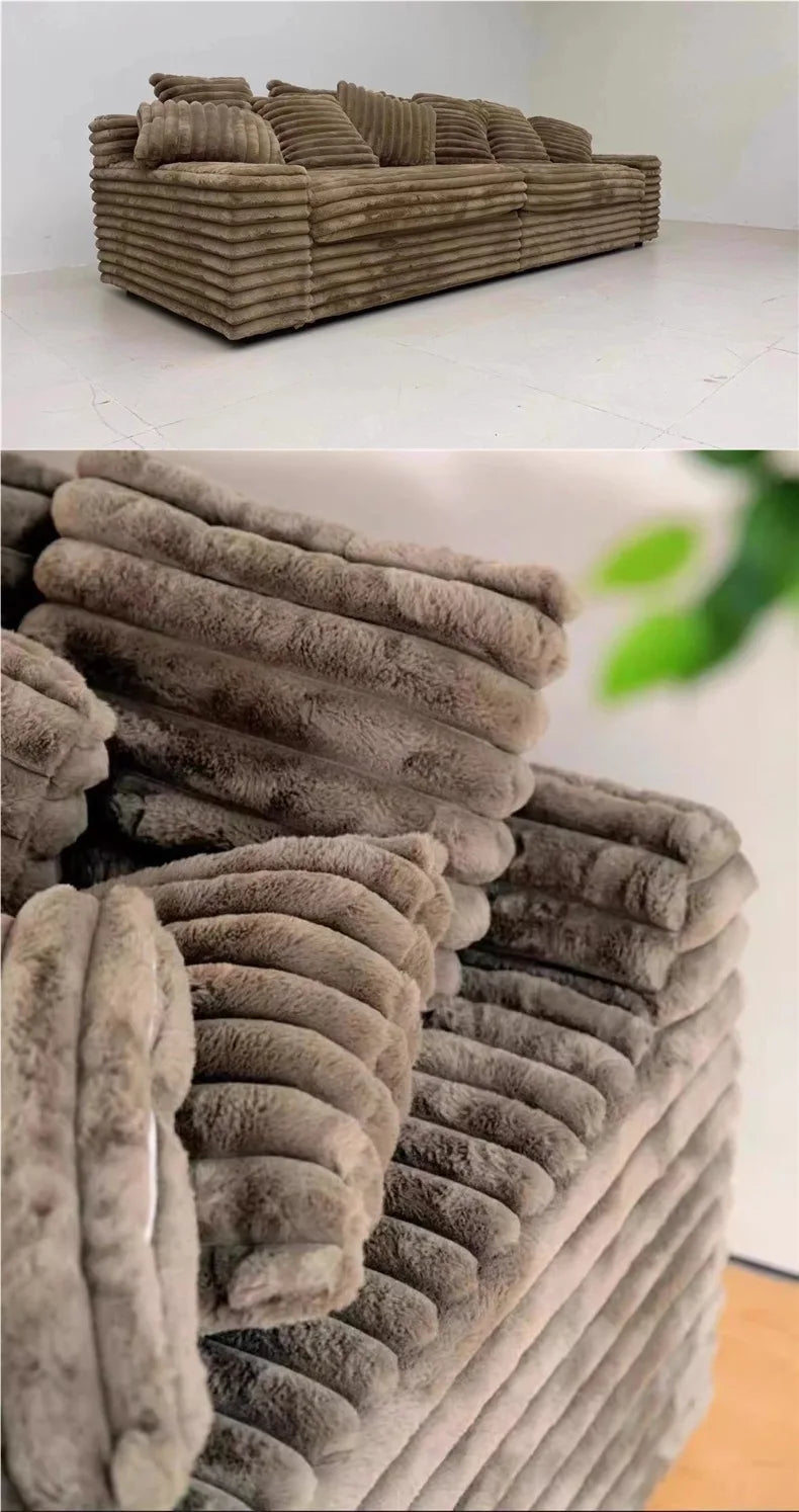 Italian minimalist thick velvet compression sofa bed French fabric lazy sofa