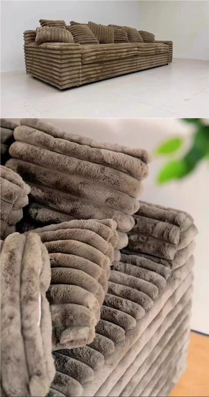 Italian minimalist thick velvet compression sofa bed French fabric lazy sofa