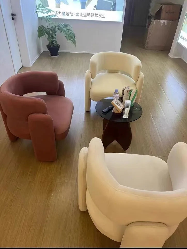 Cream single sofa chair designer lazy living room balcony modern simple and lightweight luxury reception lounge chair