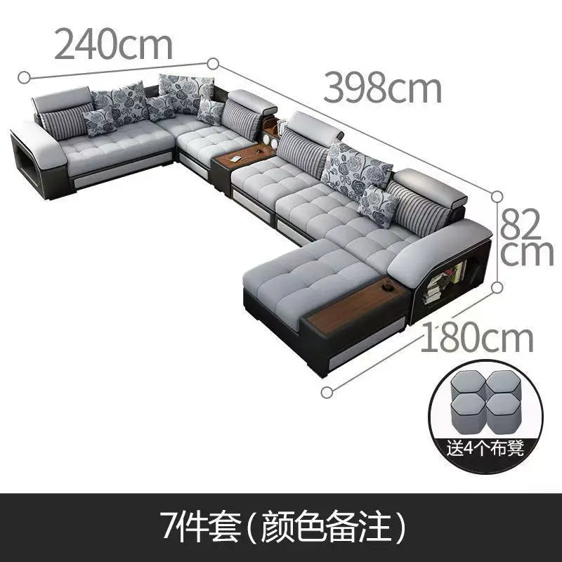 Modern 5 6 7 8-Seater Fabric Sofas Sectional Set for Living Room Hotel Furniture with Sponge Filling