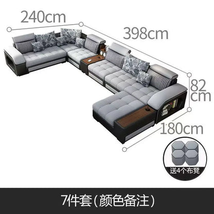 Modern 5 6 7 8-Seater Fabric Sofas Sectional Set for Living Room Hotel Furniture with Sponge Filling