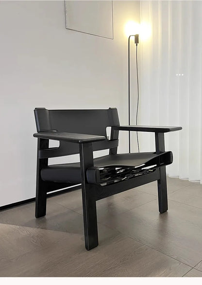 Luxury Modern Solid Wood Sofa Chair Leisure for Living Room Bedroom Lazy Lounge Single Mid century Leather Hotel Unique Design