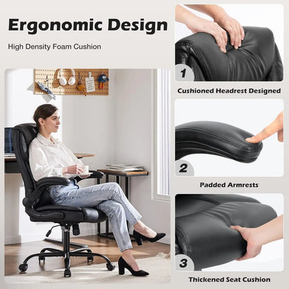Ergonomic Office Chair with Adjustable Armrests, Lumbar Support, and Durable Metal Base for Comfortable Work or Gaming