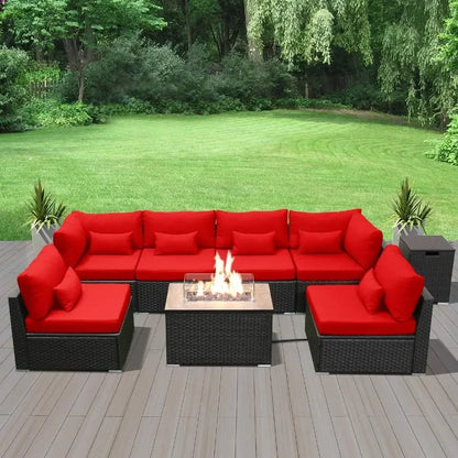 #For Patio Furniture Sectional Sofa with Gas Fire Pit Table Outdoor Patio Furniture Conversation Sets Propane Fire Pit&