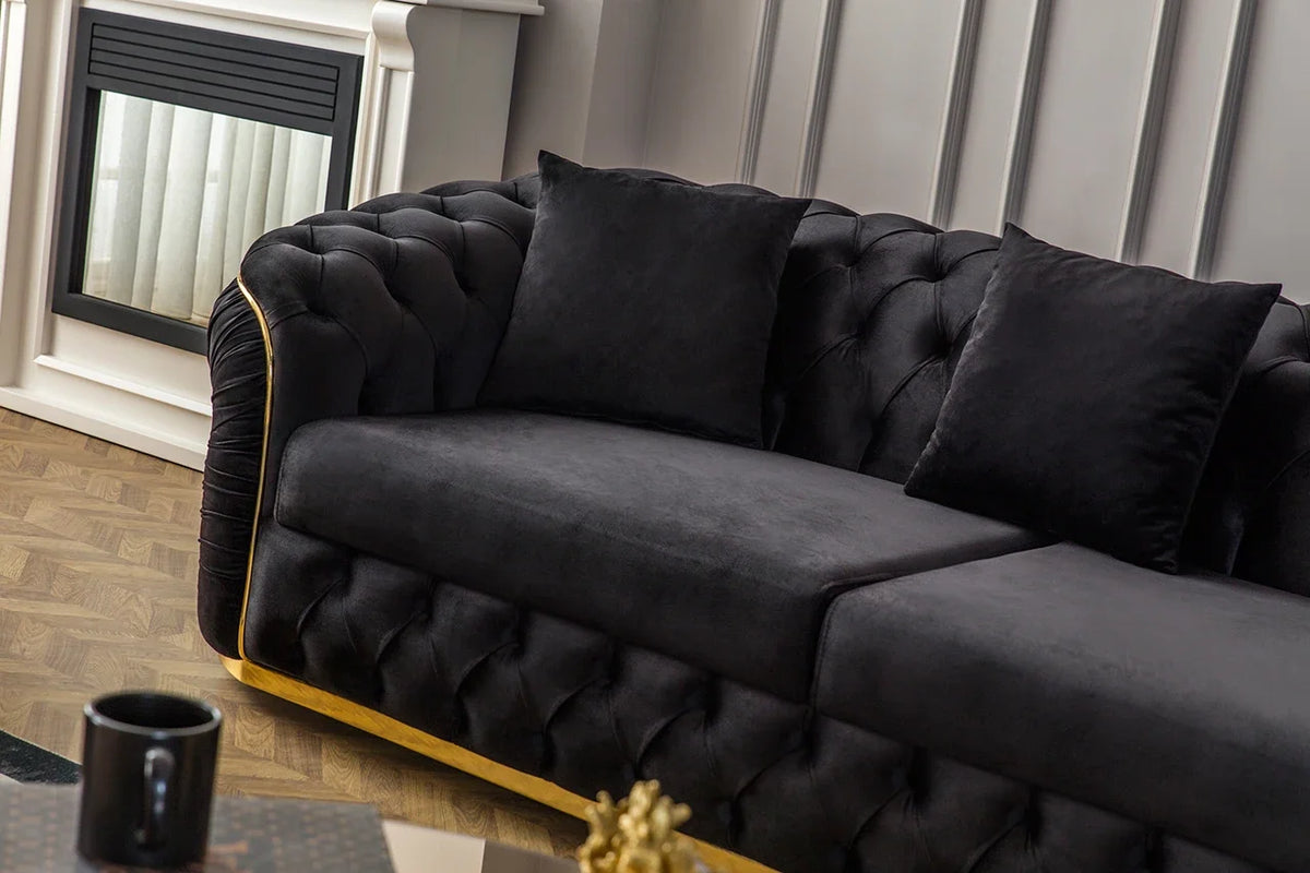 Machine High Quality Luxury Living Room Sofa Set Gold Stainless Steel Lounge Sofa Velvet 2-3 Seater Couch
