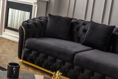 Machine High Quality Luxury Living Room Sofa Set Gold Stainless Steel Lounge Sofa Velvet 2-3 Seater Couch