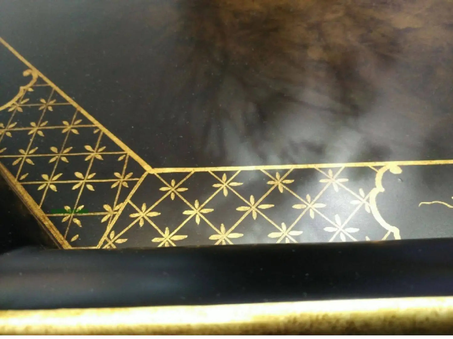 Xx French European Style Country Style Sticker Gold Foil Hand Painted Dark Black Brown Octagonal Tray Shape Coffee Table