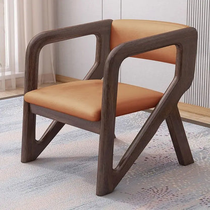 Walnut solid wood chair high value ins style book desk chair living room study back chair simple dining