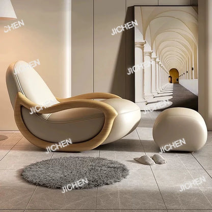 JC Italian Support Living Room Chairs Simple White Lazy Designer Recliner Chairs Armchair Sofa Comfy Fauteuil Salon Home