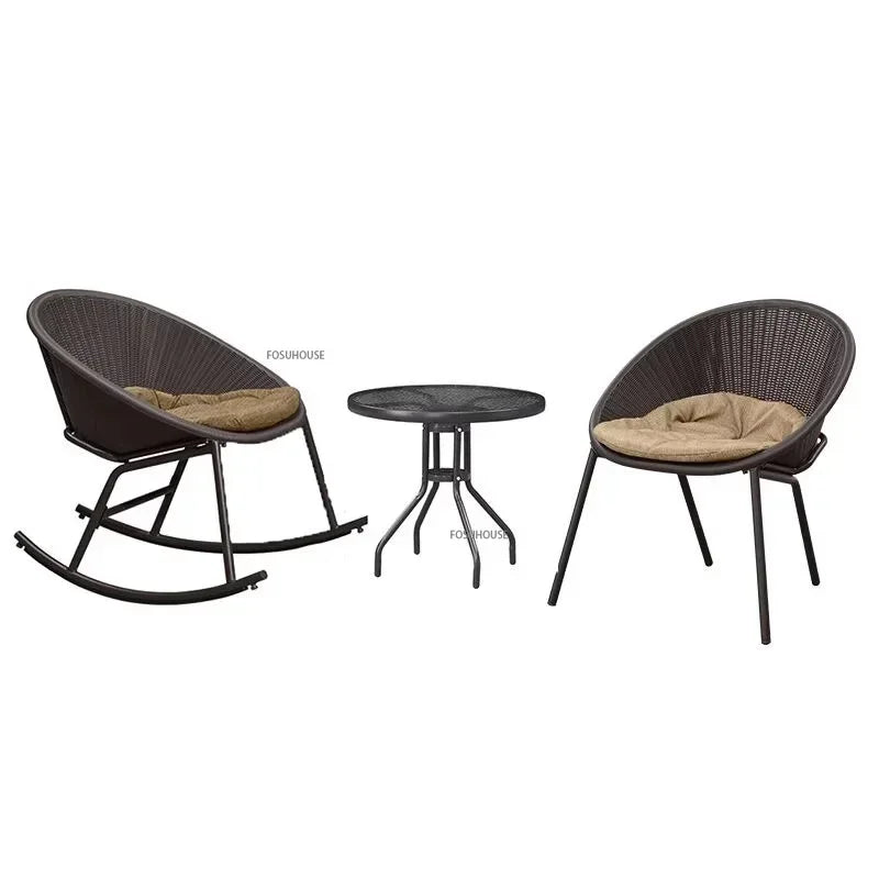 Outdoor Rattan Chair Garden Furniture Set Household Outdoor Balcony Leisure Table and Chair Three-piece Set Mini Coffee Table