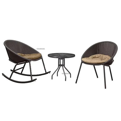 Outdoor Rattan Chair Garden Furniture Set Household Outdoor Balcony Leisure Table and Chair Three-piece Set Mini Coffee Table
