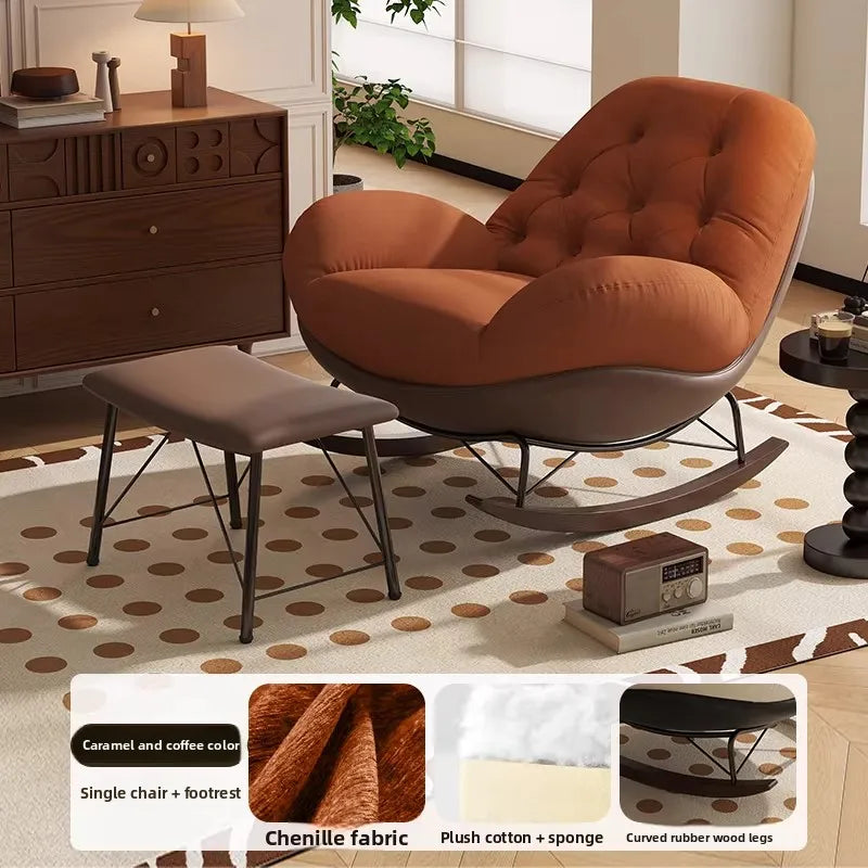 Lazy Sofa Rocking Chair Bedroom Lounge Chair Carefree Adult Living Room Single Balcony Leisure Rocking Chair Recliner Chairs