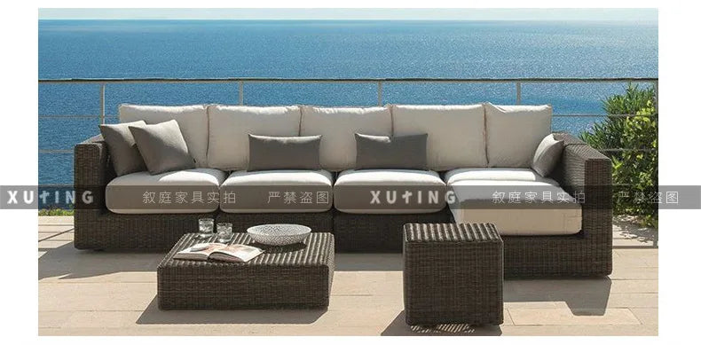 Outdoor rattan sofa combination waterproof and sun protection outdoor leisure courtyard villa balcony terrace sunroom