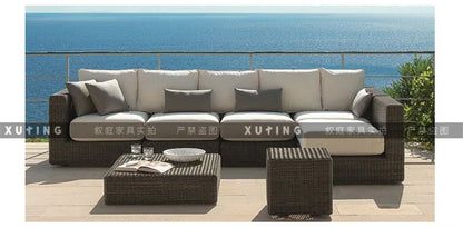 Outdoor rattan sofa combination waterproof and sun protection outdoor leisure courtyard villa balcony terrace sunroom